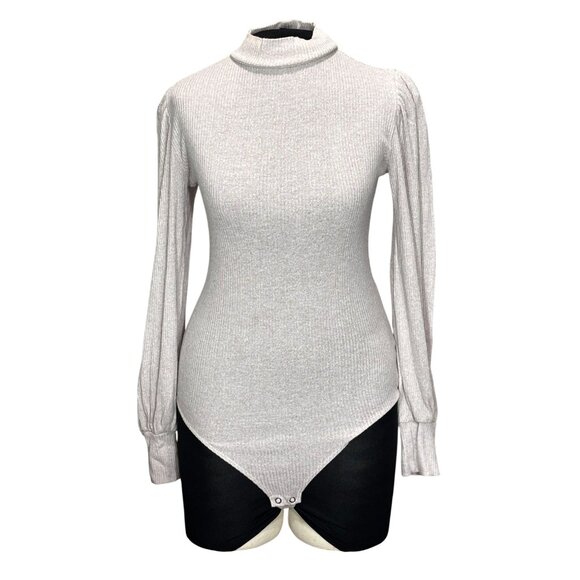 Express Womens Ribbed Mock Neck Bodysuit M - Picture 1 of 11